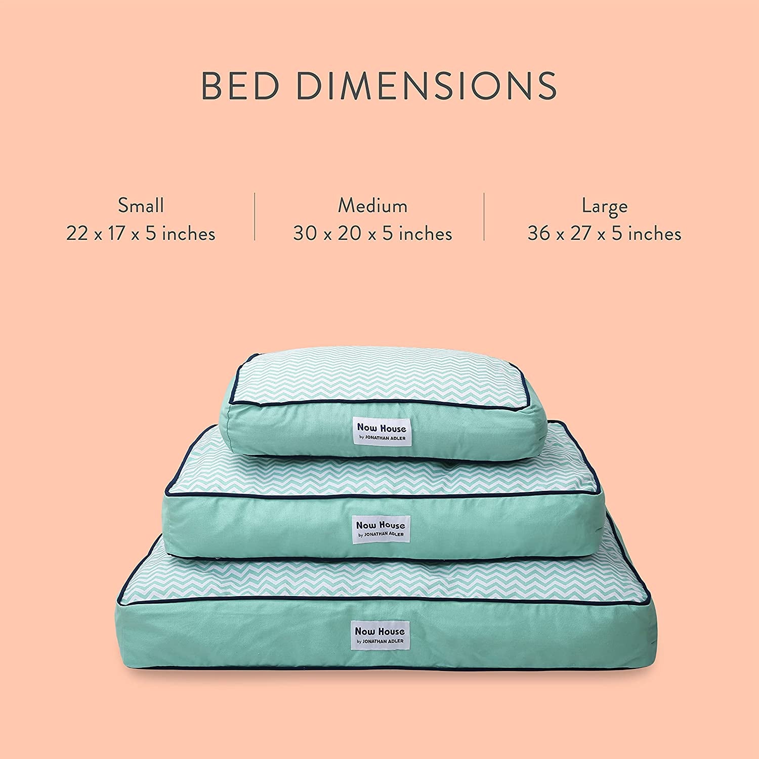 Jonathan Adler Now House for Pets Teal Chevron Cushion Dog Bed, Large: Machine Washable Dog Bed for Large Dogs by Jonathan Adler