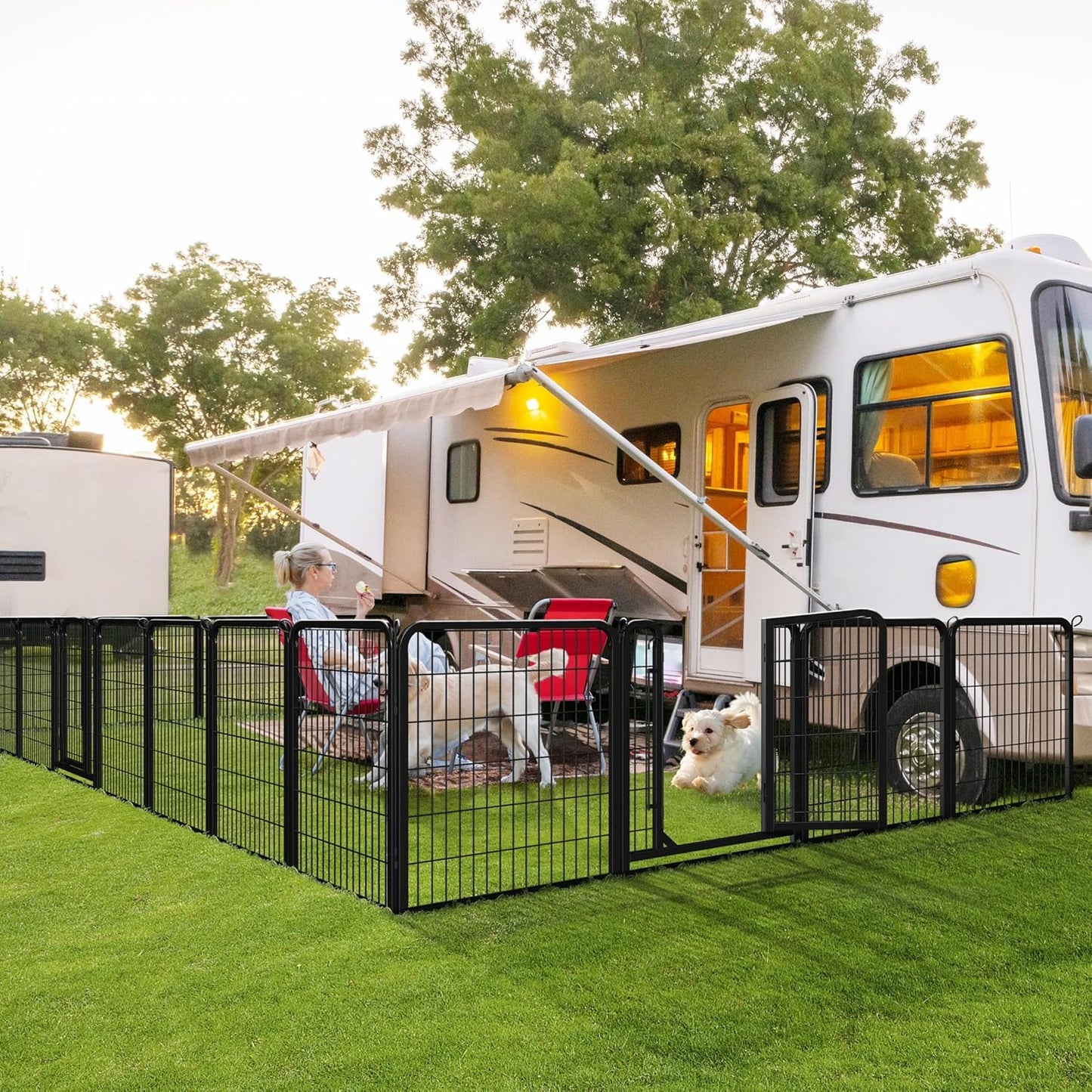 Yaheetech Dog Playpen Outdoor, 32 Inch 16 Panels Dog Pen Indoor Heavy Duty Puppy Exercise Pen Metal Pet Fence for RV Camping/Yard/Garden