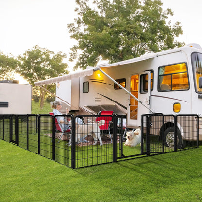 Yaheetech Dog Playpen Outdoor, 32 Inch 16 Panels Dog Pen Indoor Heavy Duty Puppy Exercise Pen Metal Pet Fence for RV Camping/Yard/Garden