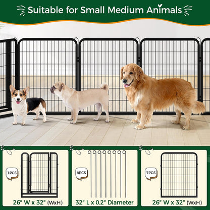 Yaheetech Dog Playpen Outdoor, 32 Inch 16 Panels Dog Pen Indoor Heavy Duty Puppy Exercise Pen Metal Pet Fence for RV Camping/Yard/Garden