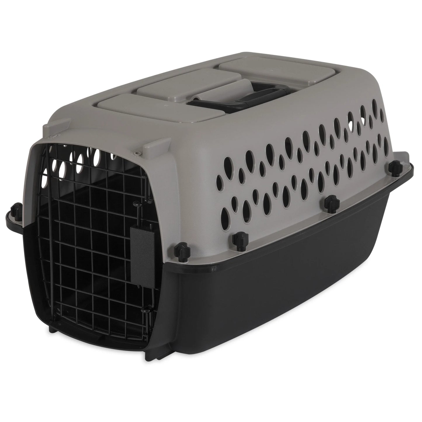 Extra Small Plastic Hard-Sided Pet Carrier, Black and Gray, 10 Lb Limit