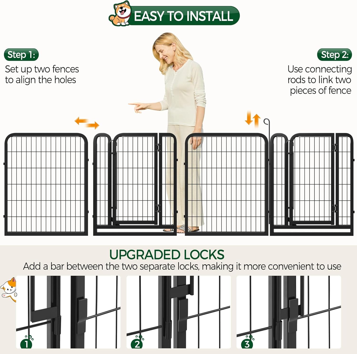 Yaheetech Dog Playpen Outdoor, 32 Inch 16 Panels Dog Pen Indoor Heavy Duty Puppy Exercise Pen Metal Pet Fence for RV Camping/Yard/Garden
