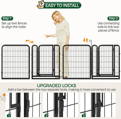 Yaheetech Dog Playpen Outdoor, 32 Inch 16 Panels Dog Pen Indoor Heavy Duty Puppy Exercise Pen Metal Pet Fence for RV Camping/Yard/Garden