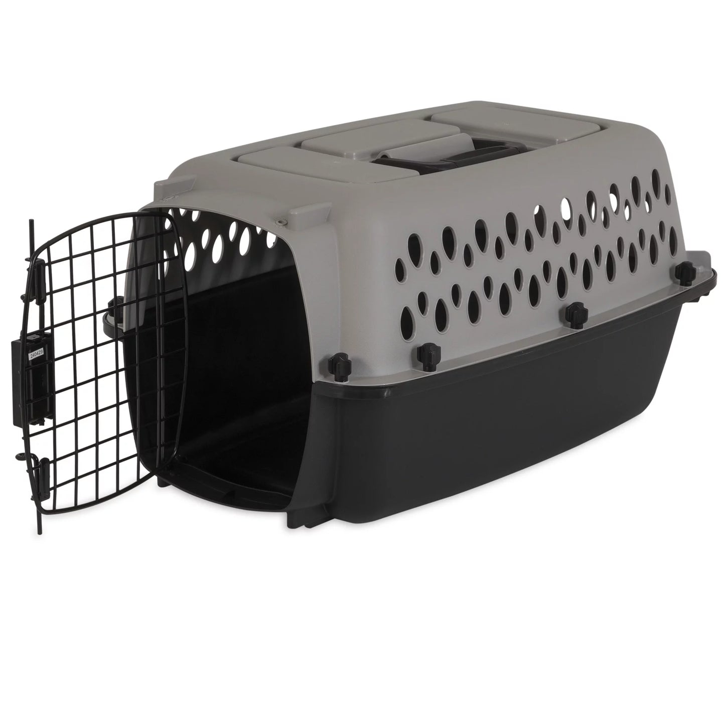 Extra Small Plastic Hard-Sided Pet Carrier, Black and Gray, 10 Lb Limit